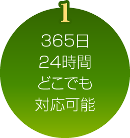 365日24時間どこでも対応可能